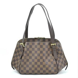 Louis Vuitton Damier Ebene Brown Belem Shoulder Bag Brown Canvas